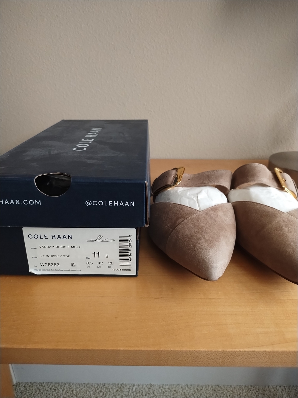 Cole Haan Taupe Suede Pointed-Toe Mule with Buckle - Picture 8 of 8